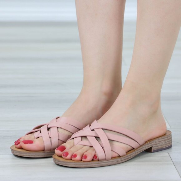 Pink Flat Slip On Sliders Sandal Strappy Trendy Comfort Lightweight - Picture 2 of 11